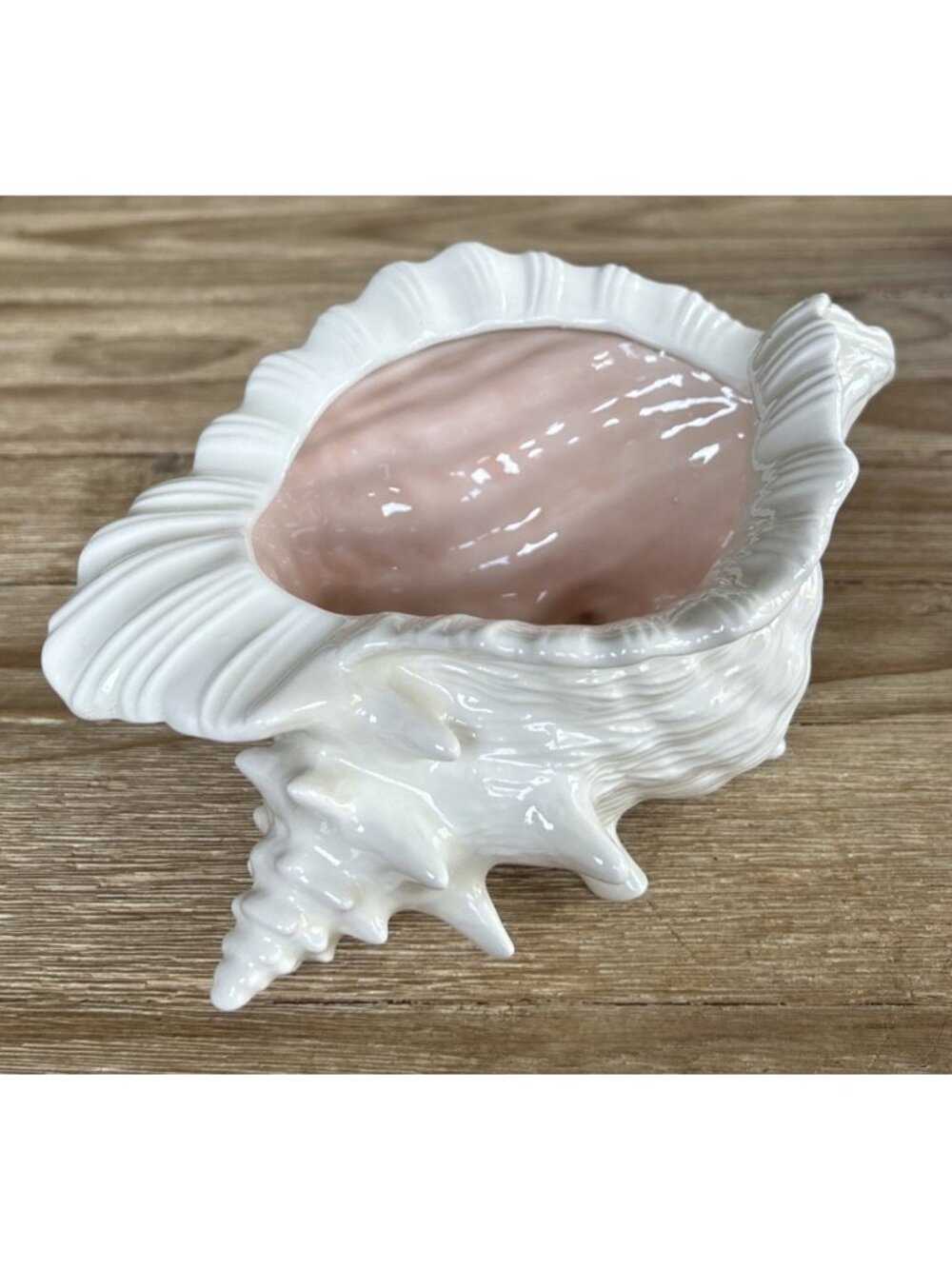 Vintage Atlantic Mold Ceramic Large Conch Sea Shell Seashell Planter Vase Beach